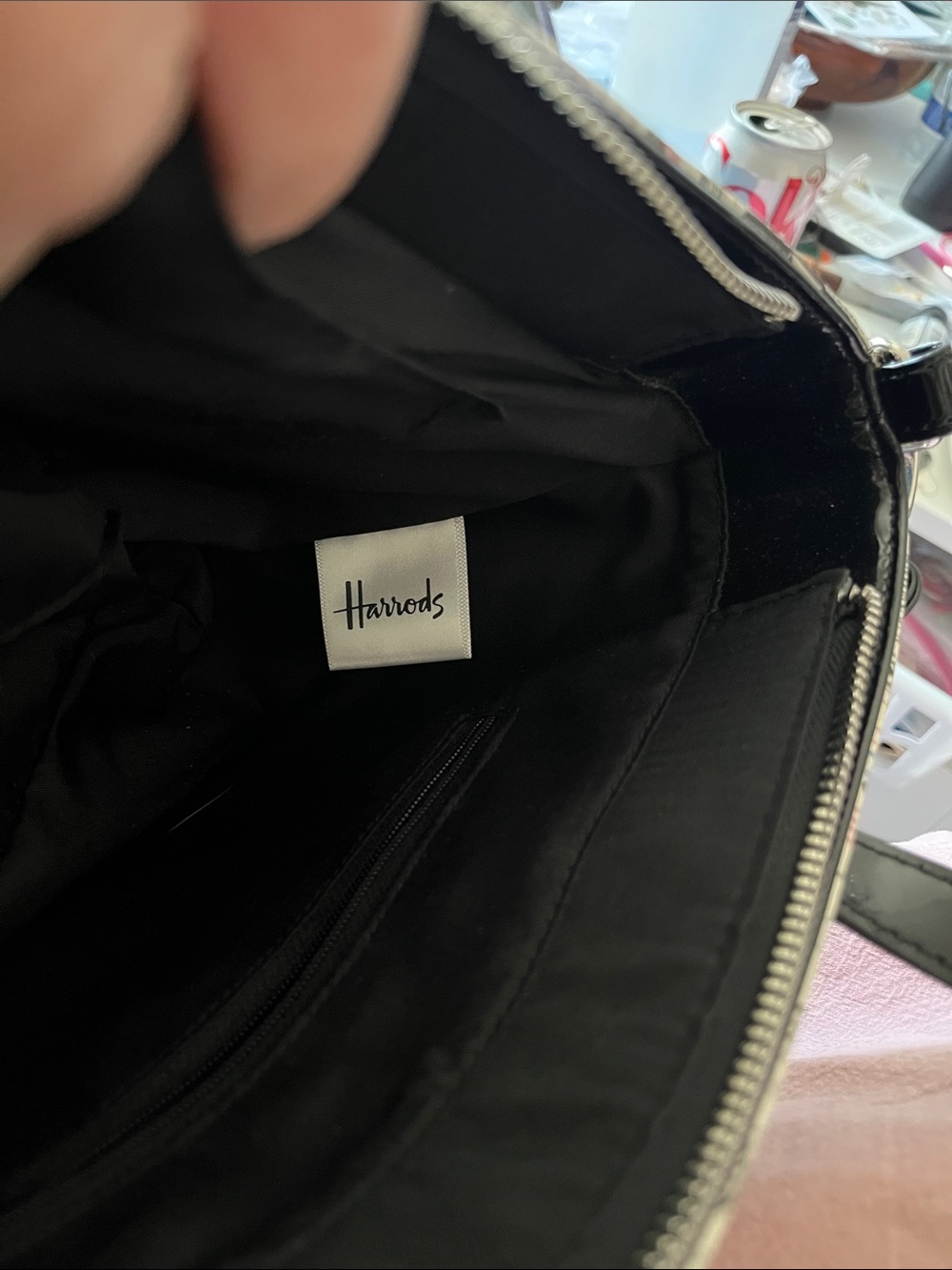 Harrods Black, Cream and Red London Landmark Print Crossbody Tote - Picture 3 of 11